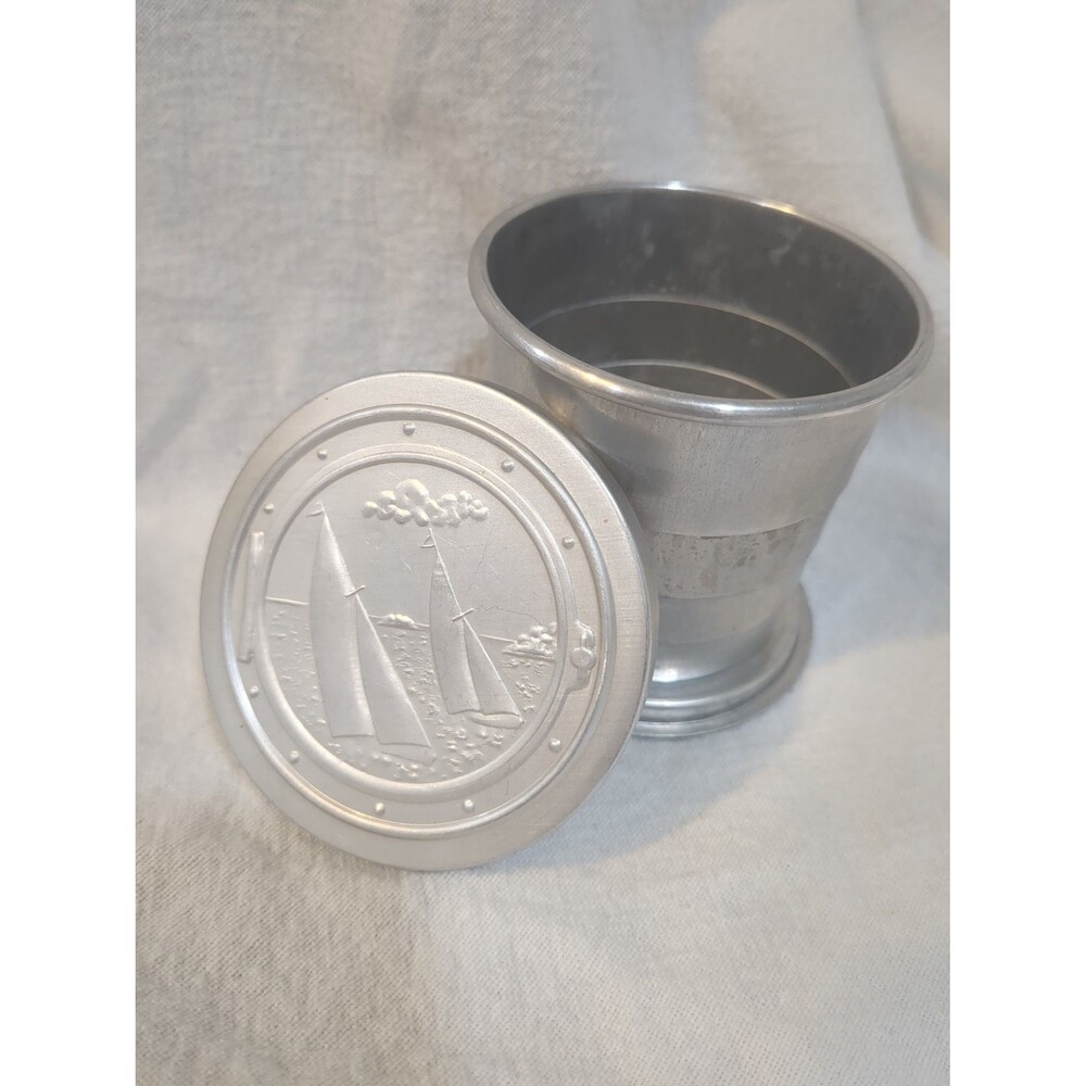 Nautical Aluminum Metal Collapsible Vintage Cup
